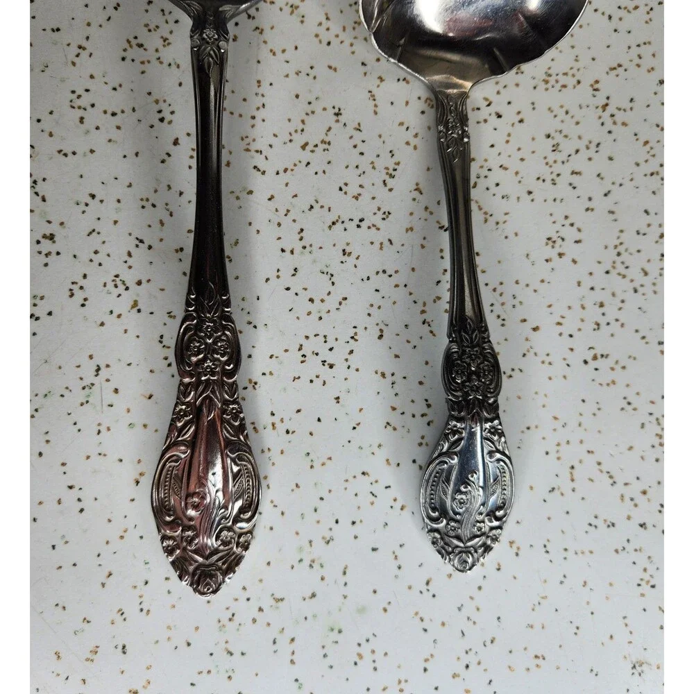 Springtime Stainless Japan Floral Pattern Gravy Ladle & Serving Spoon Flatware